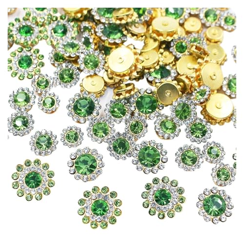 Strassknöpfe 100 Stück Strasssteine zum Aufnähen mit Blumen, glänzende Kristalle, Besatz aus Glassteinen, Perlen, Knöpfe, Basteln, Nähen von Strasssteinen for die Dekoration von Kleidung(Peridot,100 Strassknöpfe 100 Stück Strasssteine zum Aufnähen mit Blumen, glänzende Kristalle, Besatz aus Glassteinen, Perlen, Knöpfe, Basteln, Nähen von Strasssteinen for die Dekoration von Kleidung(Peridot,100 von WDSBZNB