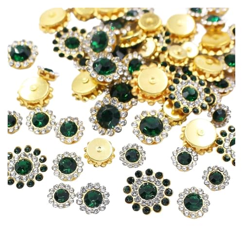Strassknöpfe 100 Stück Strasssteine zum Aufnähen mit Blumen, glänzende Kristalle, Besatz aus Glassteinen, Perlen, Knöpfe, Basteln, Nähen von Strasssteinen for die Dekoration von Kleidung(Emerald,100 Strassknöpfe 100 Stück Strasssteine zum Aufnähen mit Blumen, glänzende Kristalle, Besatz aus Glassteinen, Perlen, Knöpfe, Basteln, Nähen von Strasssteinen for die Dekoration von Kleidung(Emerald,100 von WDSBZNB
