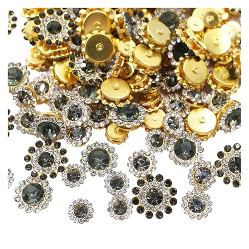 Strassknöpfe 100 Stück Strasssteine zum Aufnähen mit Blumen, glänzende Kristalle, Besatz aus Glassteinen, Perlen, Knöpfe, Basteln, Nähen von Strasssteinen for die Dekoration von Kleidung(Clear black Strassknöpfe 100 Stück Strasssteine zum Aufnähen mit Blumen, glänzende Kristalle, Besatz aus Glassteinen, Perlen, Knöpfe, Basteln, Nähen von Strasssteinen for die Dekoration von Kleidung(Clear black von WDSBZNB