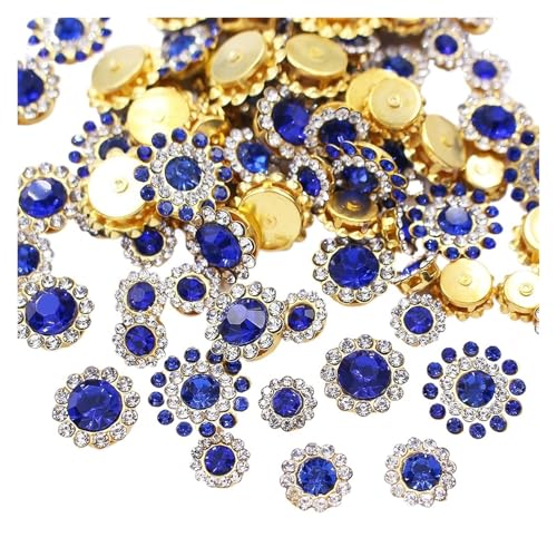 Strassknöpfe 100 Stück Strasssteine zum Aufnähen mit Blumen, glänzende Kristalle, Besatz aus Glassteinen, Perlen, Knöpfe, Basteln, Nähen von Strasssteinen for die Dekoration von Kleidung(Dark blue,1 Strassknöpfe 100 Stück Strasssteine zum Aufnähen mit Blumen, glänzende Kristalle, Besatz aus Glassteinen, Perlen, Knöpfe, Basteln, Nähen von Strasssteinen for die Dekoration von Kleidung(Dark blue,1 von WDSBZNB