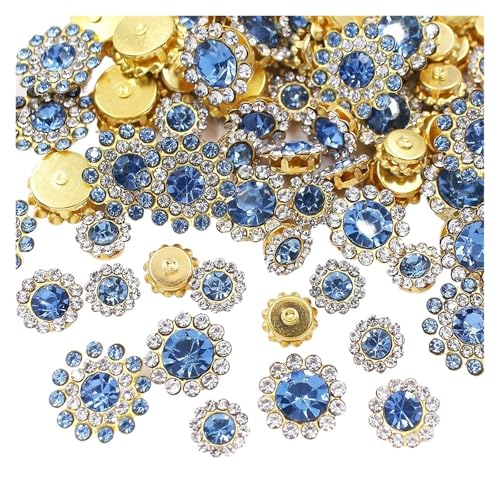 Strassknöpfe 100 Stück Strasssteine zum Aufnähen mit Blumen, glänzende Kristalle, Besatz aus Glassteinen, Perlen, Knöpfe, Basteln, Nähen von Strasssteinen for die Dekoration von Kleidung(Lt sapphire Strassknöpfe 100 Stück Strasssteine zum Aufnähen mit Blumen, glänzende Kristalle, Besatz aus Glassteinen, Perlen, Knöpfe, Basteln, Nähen von Strasssteinen for die Dekoration von Kleidung(Lt sapphire von WDSBZNB