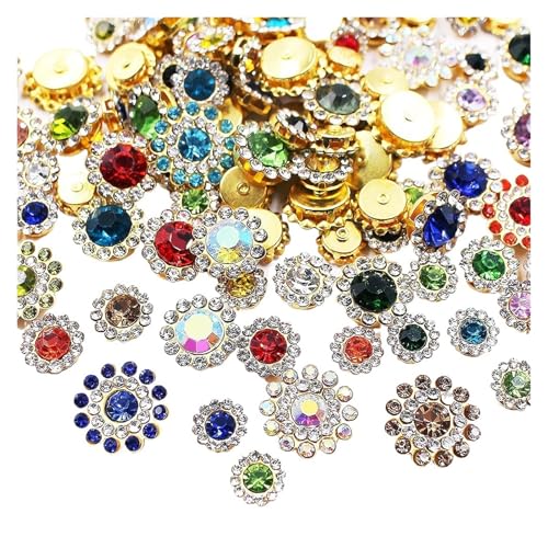 Strassknöpfe 100 Stück Strasssteine zum Aufnähen mit Blumen, glänzende Kristalle, Besatz aus Glassteinen, Perlen, Knöpfe, Basteln, Nähen von Strasssteinen for die Dekoration von Kleidung(Mix color,1 Strassknöpfe 100 Stück Strasssteine zum Aufnähen mit Blumen, glänzende Kristalle, Besatz aus Glassteinen, Perlen, Knöpfe, Basteln, Nähen von Strasssteinen for die Dekoration von Kleidung(Mix color,1 von WDSBZNB