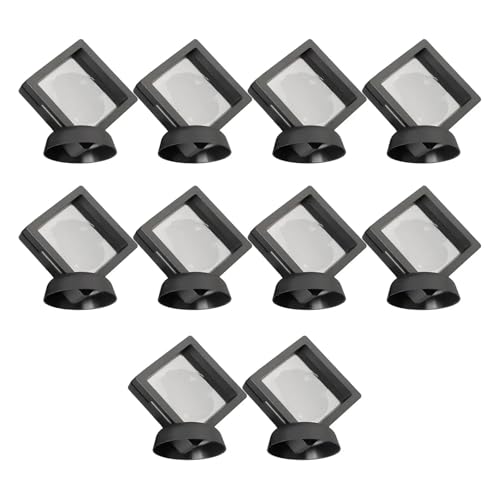 WDSBZNB Bilderrahmen 5/10 Stück 3D schwebender Bilderrahmen, Schattenbox, Schmuckständer, Ringanhängerständer, Schutz, Schmuckstein-Displaybox(Black 10PCS) von WDSBZNB