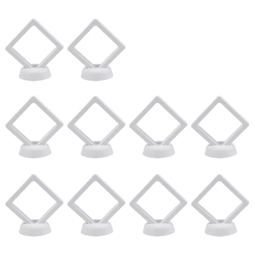 WDSBZNB Bilderrahmen 5/10 Stück 3D schwebender Bilderrahmen, Schattenbox, Schmuckständer, Ringanhängerständer, Schutz, Schmuckstein-Displaybox(White 10PCS) von WDSBZNB