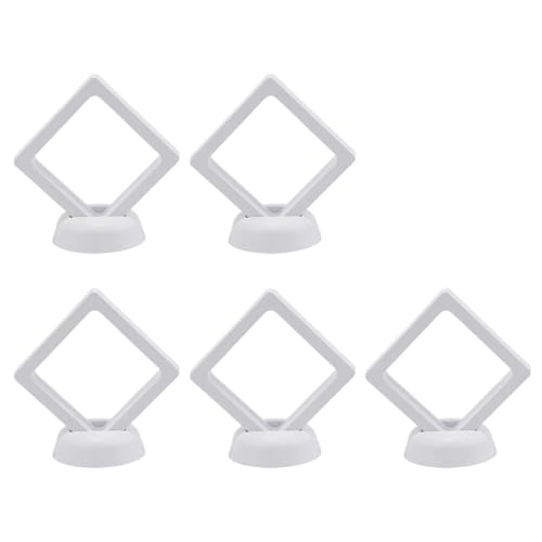 WDSBZNB Bilderrahmen 5/10 Stück 3D schwebender Bilderrahmen, Schattenbox, Schmuckständer, Ringanhängerständer, Schutz, Schmuckstein-Displaybox(White 5PCS) von WDSBZNB