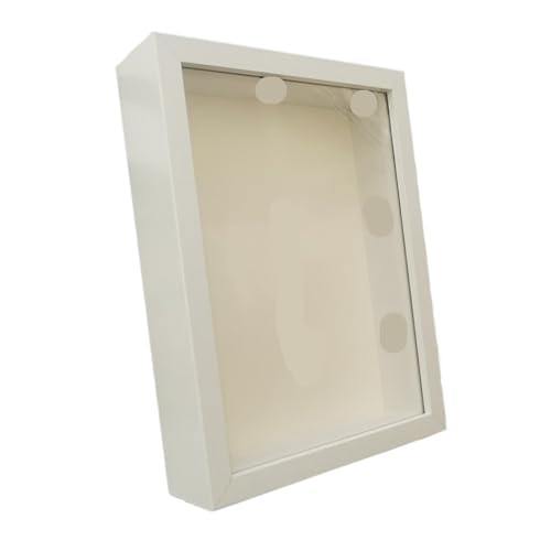 WDSBZNB Bilderrahmen Schattenbox-Rahmen, Tiefe 3 cm, Holz-Fotorahmen zur Anzeige dreidimensionaler Werke, DIY 3D-Holz-Bilderrahmen, Foto-Dekor(White Frame,30X30cm) von WDSBZNB