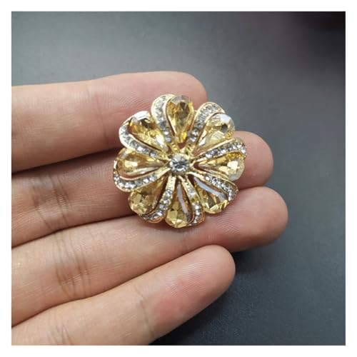 WDSBZNB Strassknöpfe 1 stücke 30mm Metallknöpfe Blume Strass Ösenknopf Einladungsband Hochzeit Dekorative DIY Nähen Kleidung Zubehör(Gold,2pcs) von WDSBZNB