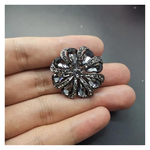 WDSBZNB Strassknöpfe 1 stücke 30mm Metallknöpfe Blume Strass Ösenknopf Einladungsband Hochzeit Dekorative DIY Nähen Kleidung Zubehör(Gun Black,3pcs) von WDSBZNB