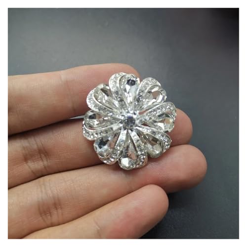 WDSBZNB Strassknöpfe 1 stücke 30mm Metallknöpfe Blume Strass Ösenknopf Einladungsband Hochzeit Dekorative DIY Nähen Kleidung Zubehör(Silver,2pcs) von WDSBZNB
