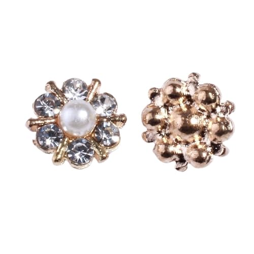 WDSBZNB Strassknöpfe 10 STÜCKE 12 MM Fashion Chic Funkelnde Gold Silber Überzug Legierung Knöpfe for Handwerk Klar Silber Strass-Taste for Kleidung(Gold) von WDSBZNB