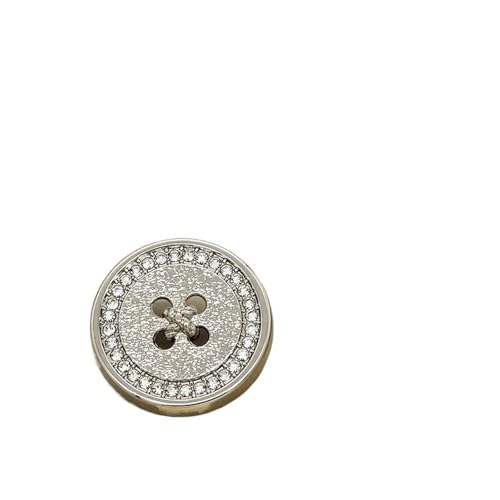 WDSBZNB Strassknöpfe 10 Stück Kreative Schaftknöpfe Modische diamantbesetzte Metallschaftknöpfe Knöpfe Bekleidungszubehör(Silver,23MM) von WDSBZNB