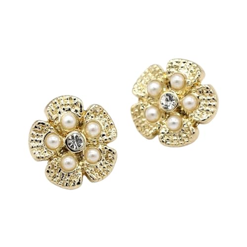 WDSBZNB Strassknöpfe 10 Stücke 12mm Luxus Perle Gold Metallknöpfe for Kleidung Vintage Frauen Hemd Kleid Nähzubehör(Gold) von WDSBZNB