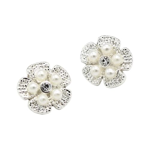 WDSBZNB Strassknöpfe 10 Stücke 12mm Luxus Perle Gold Metallknöpfe for Kleidung Vintage Frauen Hemd Kleid Nähzubehör(White) von WDSBZNB
