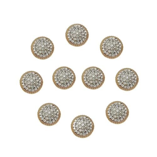WDSBZNB Strassknöpfe 10 Stücke Mode Metall Strass Knöpfe Hemdknöpfe DIY Kleidung Nähen Knopf Handarbeiten Handgemachte Accessoires(Gold-10pcs,23MM) von WDSBZNB