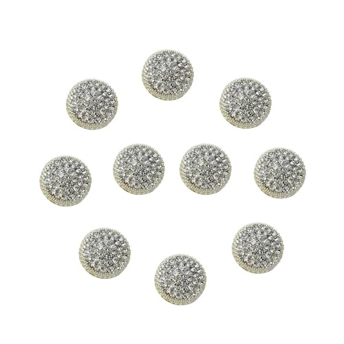 WDSBZNB Strassknöpfe 10 Stücke Mode Metall Strass Knöpfe Hemdknöpfe DIY Kleidung Nähen Knopf Handarbeiten Handgemachte Accessoires(White-10pcs,18MM) von WDSBZNB