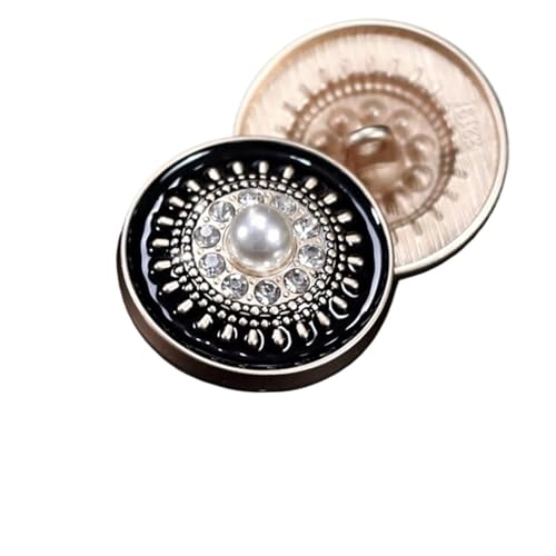 WDSBZNB Strassknöpfe 10 stücke Luxus Perle Strass Kleidung Knöpfe DIY Nähzubehör Dekorative Knöpfe for Kleidung Damenmode Mantelknöpfe(Black Gold,25mm-10pcs) von WDSBZNB