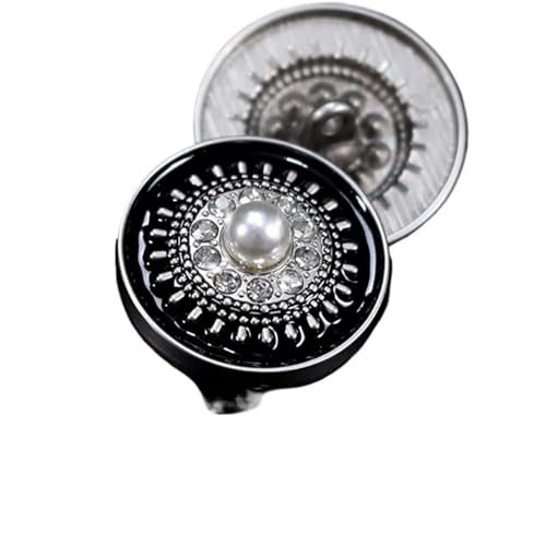 WDSBZNB Strassknöpfe 10 stücke Luxus Perle Strass Kleidung Knöpfe DIY Nähzubehör Dekorative Knöpfe for Kleidung Damenmode Mantelknöpfe(Black Silver,25mm-10pcs) von WDSBZNB