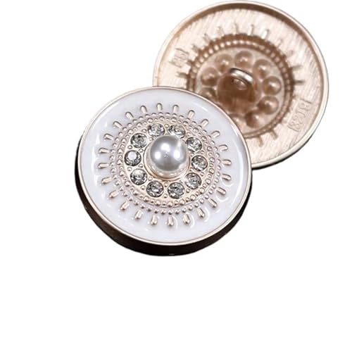 WDSBZNB Strassknöpfe 10 stücke Luxus Perle Strass Kleidung Knöpfe DIY Nähzubehör Dekorative Knöpfe for Kleidung Damenmode Mantelknöpfe(White Gold,25mm-10pcs) von WDSBZNB