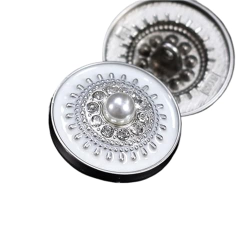 WDSBZNB Strassknöpfe 10 stücke Luxus Perle Strass Kleidung Knöpfe DIY Nähzubehör Dekorative Knöpfe for Kleidung Damenmode Mantelknöpfe(White Silver,25mm-10pcs) von WDSBZNB