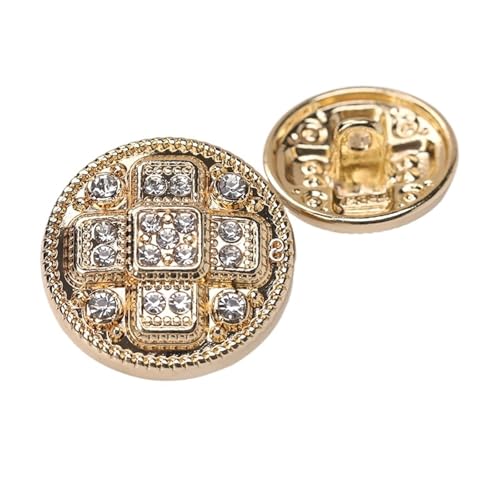 WDSBZNB Strassknöpfe 10 stücke Metallknöpfe for Luxus-Kleidung Nähzubehör Trenchcoat Kaschmirjacke Knöpfe Mit Strass(Gold,15mm) von WDSBZNB