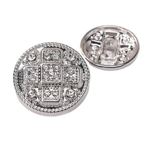 WDSBZNB Strassknöpfe 10 stücke Metallknöpfe for Luxus-Kleidung Nähzubehör Trenchcoat Kaschmirjacke Knöpfe Mit Strass(Silver,23MM) von WDSBZNB