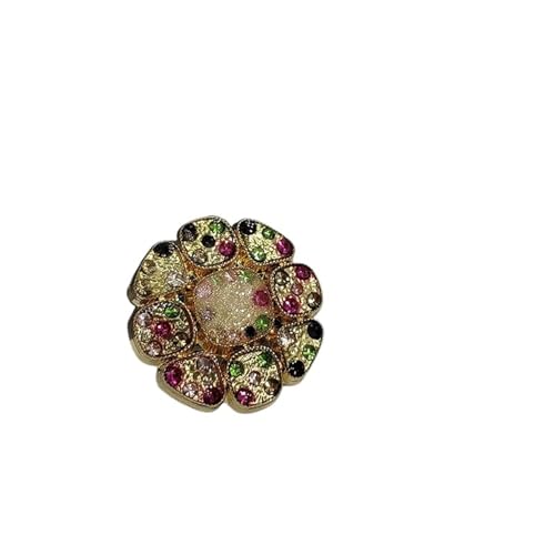 WDSBZNB Strassknöpfe 18/20/23 MM Vintage Glitter Shinning Metallknöpfe Der Kleidung Mode Strass Blume Design Nähen Knopf for Frauen Mantel(Gold,18mm 6pcs) von WDSBZNB
