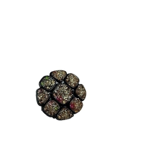 WDSBZNB Strassknöpfe 18/20/23 MM Vintage Glitter Shinning Metallknöpfe Der Kleidung Mode Strass Blume Design Nähen Knopf for Frauen Mantel(Gold with Black,18mm 6pcs) von WDSBZNB