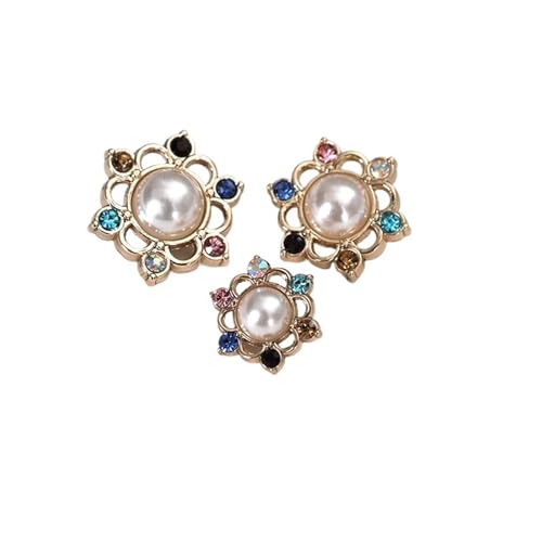 WDSBZNB Strassknöpfe 18/23/25 MM Multi Farbe Strass Perle Schaftknöpfe Von Kleidung Nähzubehör Taste for Frauen Mantel DIY(Gold,25mm 6pcs) von WDSBZNB