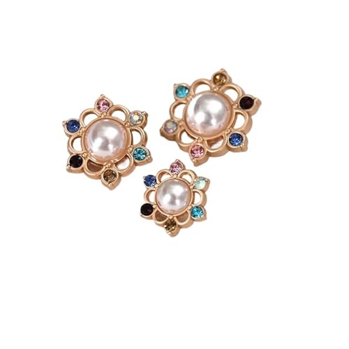 WDSBZNB Strassknöpfe 18/23/25 MM Multi Farbe Strass Perle Schaftknöpfe Von Kleidung Nähzubehör Taste for Frauen Mantel DIY(Matte Gold,25mm 6pcs) von WDSBZNB