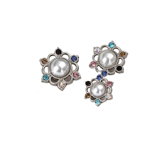 WDSBZNB Strassknöpfe 18/23/25 MM Multi Farbe Strass Perle Schaftknöpfe Von Kleidung Nähzubehör Taste for Frauen Mantel DIY(Silver,23mm 6pcs) von WDSBZNB