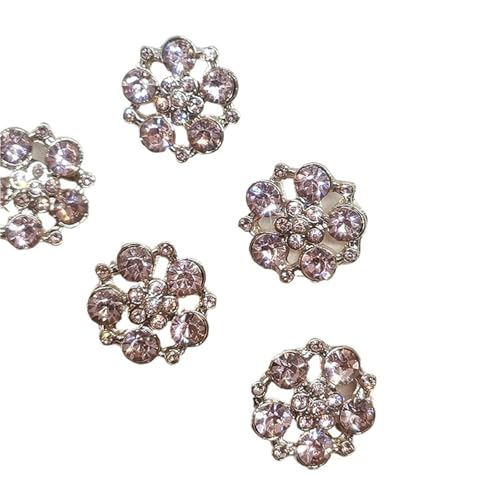 WDSBZNB Strassknöpfe 18/25 MM Gold Rosa Strass Blume Metallknöpfe Der Kleidung 6 Stücke Luxus Big Shinny Diamant Mode Dekor Knopf for Frauen Mantel(18mm 6pcs) von WDSBZNB