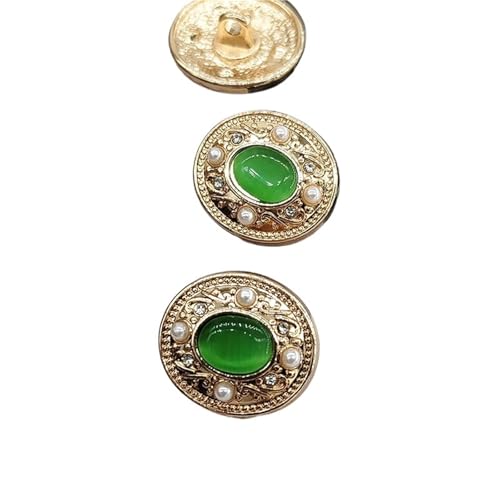 WDSBZNB Strassknöpfe 18 MM Vintage Katzenaugen Luxus Strass Perle Perlen Schaftknöpfe Der Kleidung Mode Metallknopf for Frauen Mantel(Green) von WDSBZNB