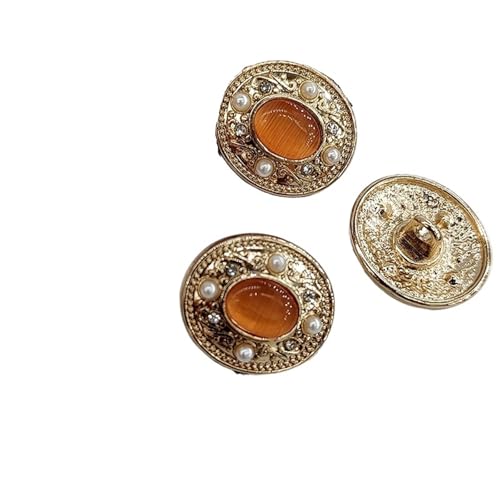 WDSBZNB Strassknöpfe 18 MM Vintage Katzenaugen Luxus Strass Perle Perlen Schaftknöpfe Der Kleidung Mode Metallknopf for Frauen Mantel(Orange) von WDSBZNB