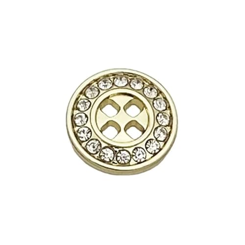 WDSBZNB Strassknöpfe 20 Stück Metallknöpfe 12mm rund 4-Loch Knöpfe schöne Strass Ornament Frau Bekleidung Nähzubehör(Gold) von WDSBZNB
