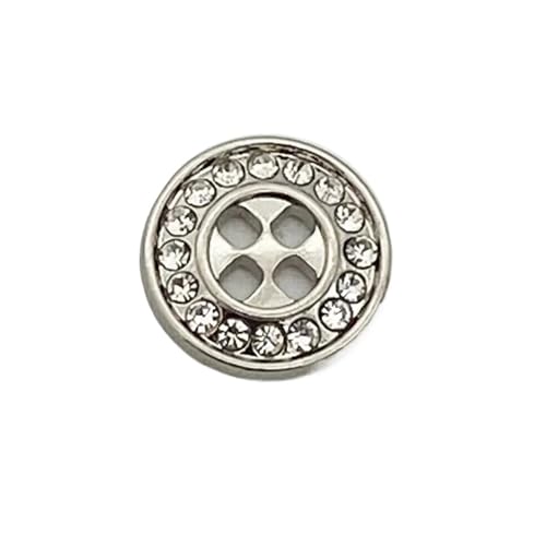 WDSBZNB Strassknöpfe 20 Stück Metallknöpfe 12mm rund 4-Loch Knöpfe schöne Strass Ornament Frau Bekleidung Nähzubehör(Silver) von WDSBZNB