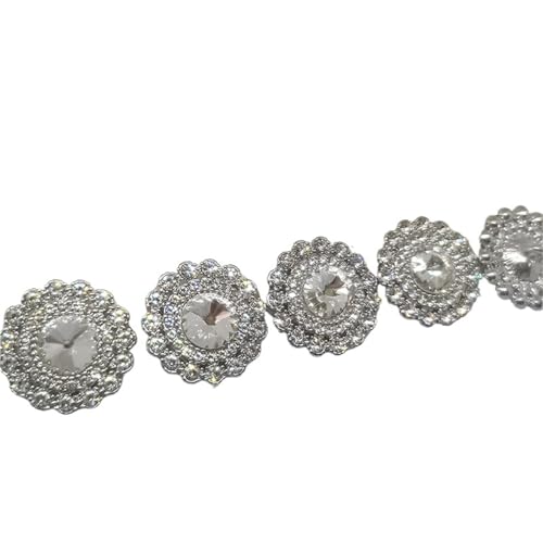 WDSBZNB Strassknöpfe 23 MM Große Strass-Blumenknöpfe Der Kleidung Mode Luxus Große Diamant-Dekor-Taste for Frauen Nähen Handarbeiten(Silver) von WDSBZNB