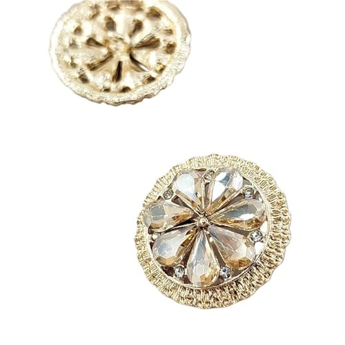 WDSBZNB Strassknöpfe 25 MM große Strass Luxusknöpfe for Kleidung Rot Gold glänzendes Metall Blumendesign Ösenknopf Nähzubehör DIY(White) von WDSBZNB