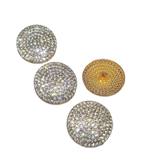 WDSBZNB Strassknöpfe 26MM Luxus Strass Metall Runde Große Knöpfe Der Kleidung Mode Dekor Nähen Knopf for Frauen Mantel Handarbeiten(Gold) von WDSBZNB