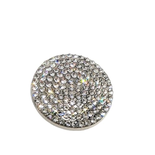 WDSBZNB Strassknöpfe 26MM Luxus Strass Metall Runde Große Knöpfe Der Kleidung Mode Dekor Nähen Knopf for Frauen Mantel Handarbeiten(Silver) von WDSBZNB