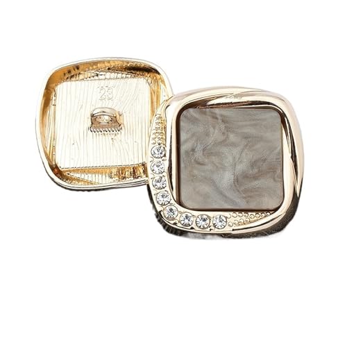 WDSBZNB Strassknöpfe 3 STÜCKE Luxus Quadrat Strass Metallknöpfe for Kleidung Nähzubehör Frauen Wollmantel Hemdknöpfe Handdekoration(LA-5-84-4,23MM) von WDSBZNB