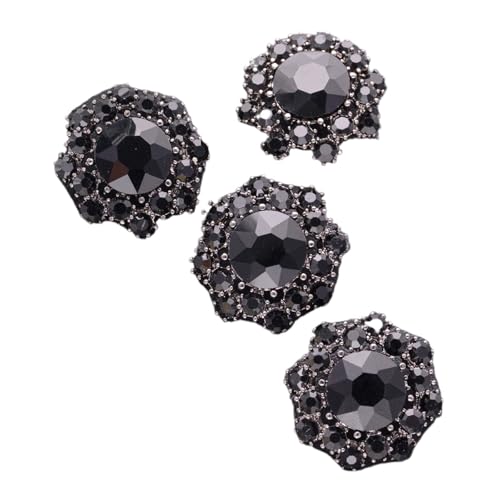 WDSBZNB Strassknöpfe 4 stücke Blume Strass Metall Knöpfe for Mantel Shirts Strickjacke Kragen Kleid Mode Dekorative Knöpfe Zubehör(JRB-A5736-2,28mm) von WDSBZNB