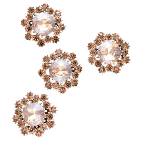 WDSBZNB Strassknöpfe 4 stücke Blume Strass Metall Knöpfe for Mantel Shirts Strickjacke Kragen Kleid Mode Dekorative Knöpfe Zubehör(JRB-A5736-5,28mm) von WDSBZNB
