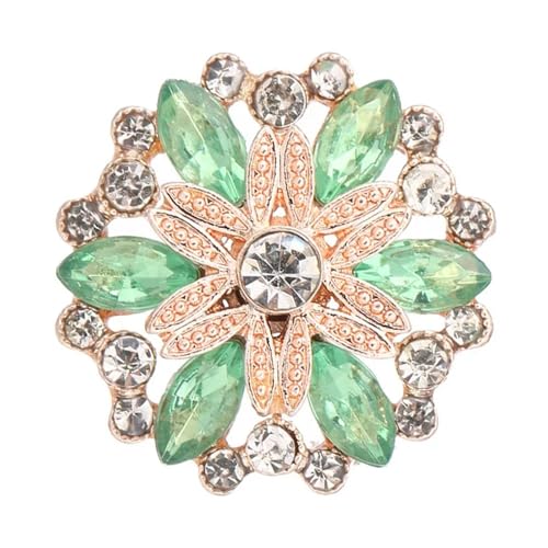 WDSBZNB Strassknöpfe 4 stücke Schönheit Kristall Blumen Rot Blau Strass Metall 18mm Druckknöpfe Fit 18mm Snap Schmuck(Green) von WDSBZNB