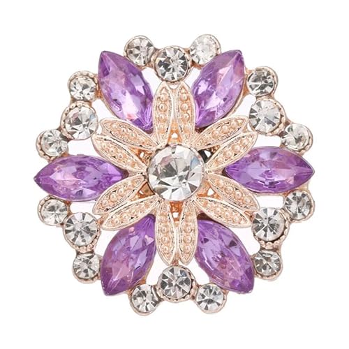 WDSBZNB Strassknöpfe 4 stücke Schönheit Kristall Blumen Rot Blau Strass Metall 18mm Druckknöpfe Fit 18mm Snap Schmuck(Purple) von WDSBZNB