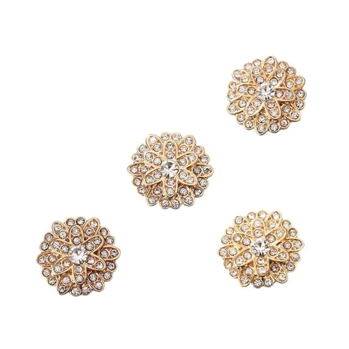 WDSBZNB Strassknöpfe 4 stücke Strass Perle Mode Blume Herz Knöpfe Von Kleidung Decor Manschettenknöpfe for Frauen Kragen Shirts Mantel Handarbeiten Nähen(Gold) von WDSBZNB