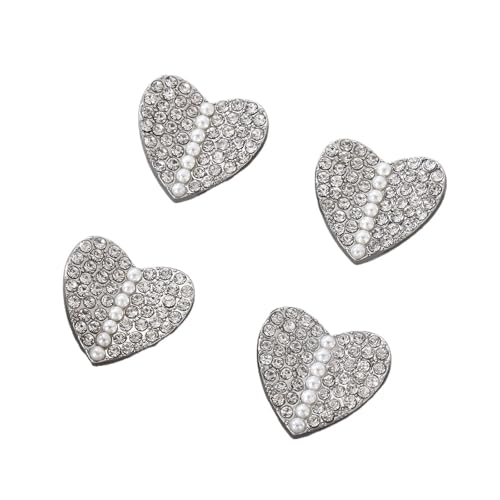 WDSBZNB Strassknöpfe 4 stücke Strass Perle Mode Blume Herz Knöpfe Von Kleidung Decor Manschettenknöpfe for Frauen Kragen Shirts Mantel Handarbeiten Nähen(Sliver) von WDSBZNB