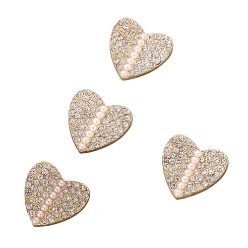 WDSBZNB Strassknöpfe 4 stücke Strass Perle Mode Blume Herz Knöpfe Von Kleidung Decor Manschettenknöpfe for Frauen Kragen Shirts Mantel Handarbeiten Nähen(Yellow) von WDSBZNB