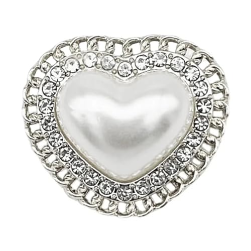 WDSBZNB Strassknöpfe 5 Stück schöne und Elegante Hohle Strass-Herz-Perlenknöpfe for Jacken, Strickjacken, Kleider, Mäntel, dekorative Knöpfe(Silver) von WDSBZNB