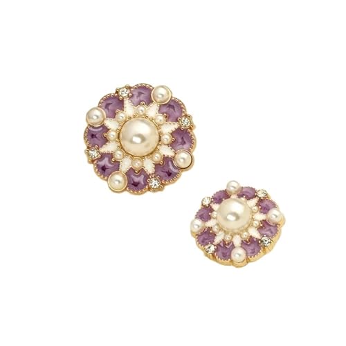 WDSBZNB Strassknöpfe 6 stücke 18/23mm Blume Luxus Knöpfe for Kleidung Frauen Mantel Strass Perle Knöpfe Auf Pullover Nähzubehör(Purple red,18mm-6pcs) von WDSBZNB
