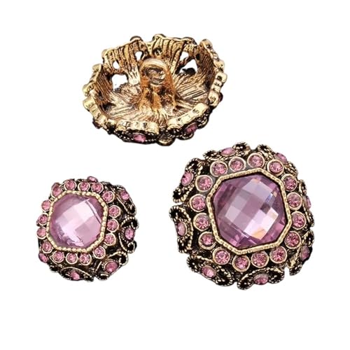 WDSBZNB Strassknöpfe Dekorative quadratische Metall-Diamant-Knöpfe im Vintage-Stil mit Gold-Edelsteinen for Kleidung, Pullover, Strickjacken, Basteln, Nähen, 20 mm(Antique Brass,23mm 6pcs) von WDSBZNB